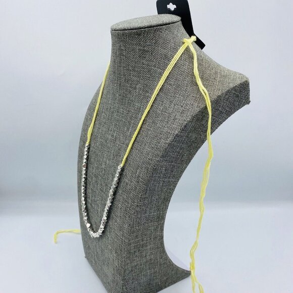 Zad Silver Tone Bead Yellow Adjustable Cord Necklace New - Picture 3 of 4